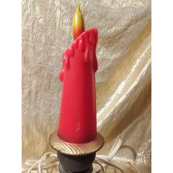 Vintage Pair 1960's Blow Mold Plastic Christmas Candle Holder Flame Bulb READ - Picture 10 of 16